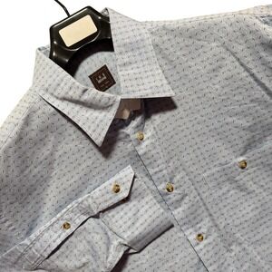 IKE BEHAR Shirt Mens XL Light Blue‎ Micro Pattern Long Sleeve Button Down